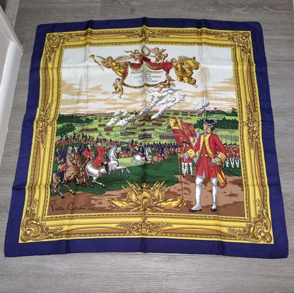 Pierre Cardin Silk Scarf Vintage Richard Hennessy Irish Brigade Battle Spots